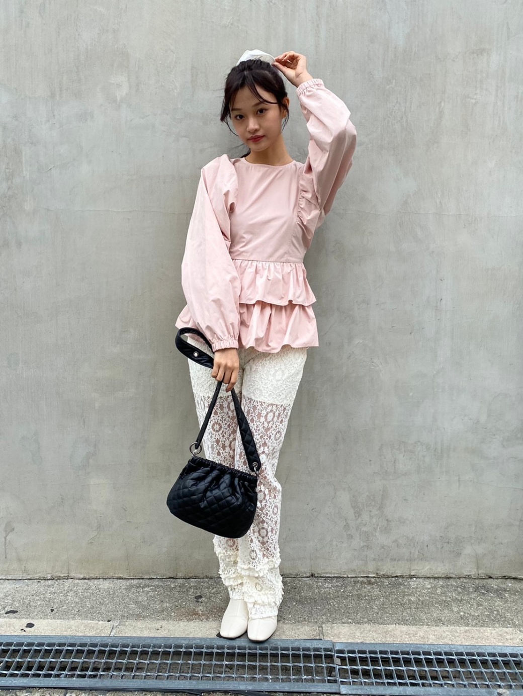 ハニーミーハニー backribbon gather blouse ホワイト www