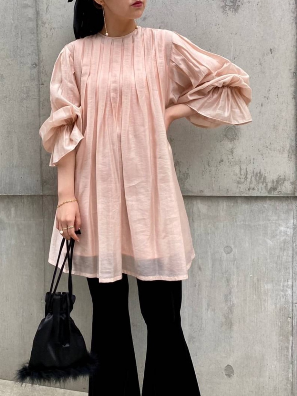 tuck pleats chiffon tunic one-piece | 商品詳細 | HONEY MI HONEY