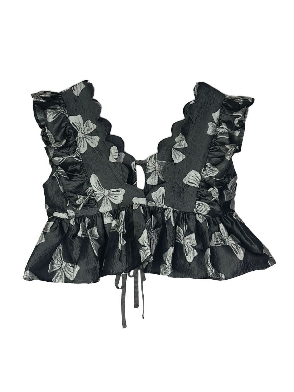 ribbon jacquard frill blouse | 商品詳細 | HONEY MI HONEY